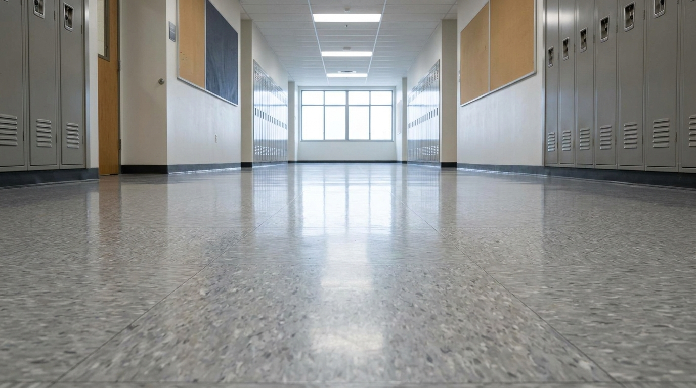 School VCT hallway flooring